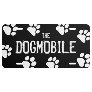 The DOGMOBILE Dog Paw Prints   Customizable License Plate