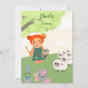 The Doll's Colourful Paint Party birthday Invitation