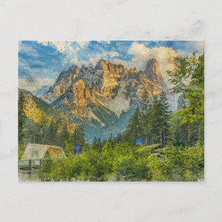The Dolomites Italy - Watercolor Splash Painting Postcard