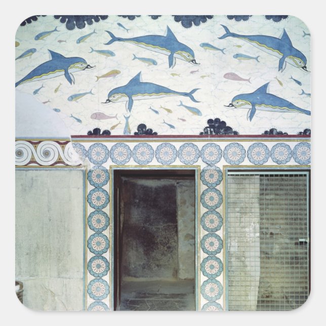 The Dolphin Frescoes in the Queen's Bathroom Square Sticker (Front)