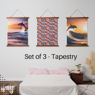 The Dolphin is Playing. Set of 3, Hanging Tapestry