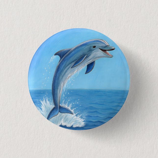 The Dolphin’s Silent Dance 1 Inch Round Button (Front)