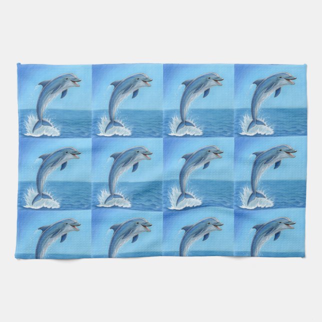 The Dolphin’s Silent Dance Kitchen Towel (Horizontal)