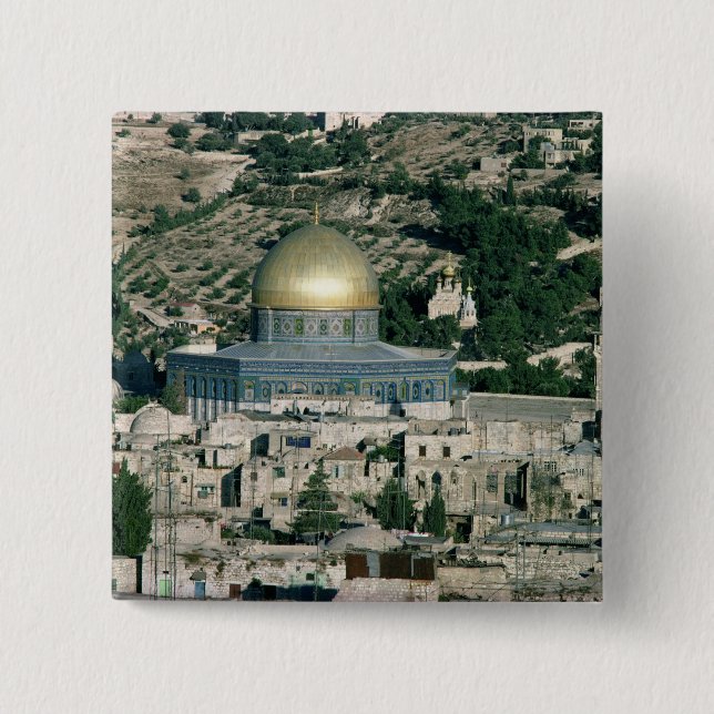The Dome of the Rock, built AD 692 2 Inch Square Button (Front)