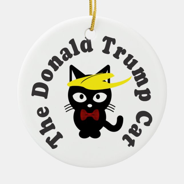 The Donald Trump Cat Toupee Humour Ceramic Ornament (Front)