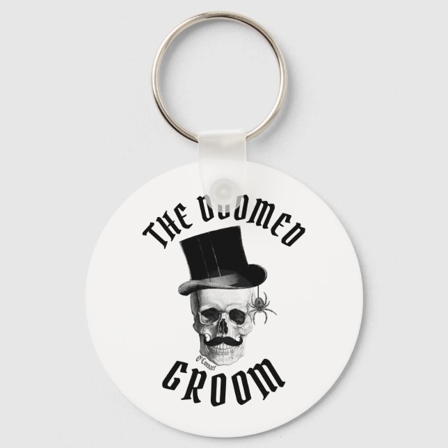 The doomed groom funny Gothic wedding skull  Keychain (Front)