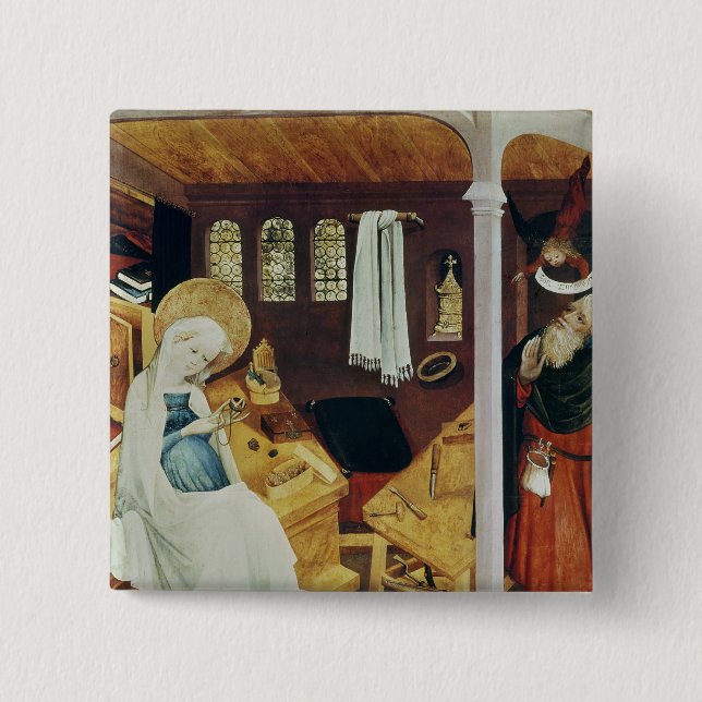 The Doubt of St. Joseph, c.1410-20 2 Inch Square Button (Front)