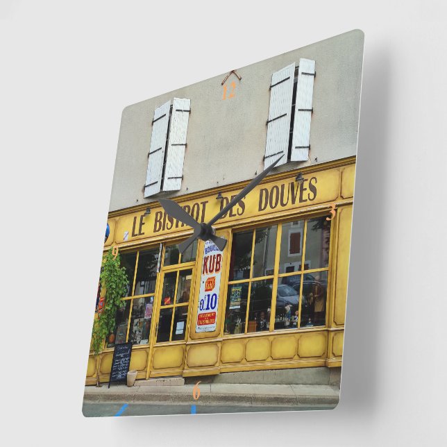 The Dove Bistro, Verteuile Sur Charente. Square Wall Clock (Angle)