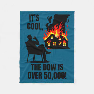The dow is over 50,000! meme fleece blanket