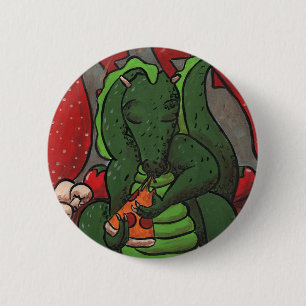 The Dragon and The Pizza 2 Inch Round Button