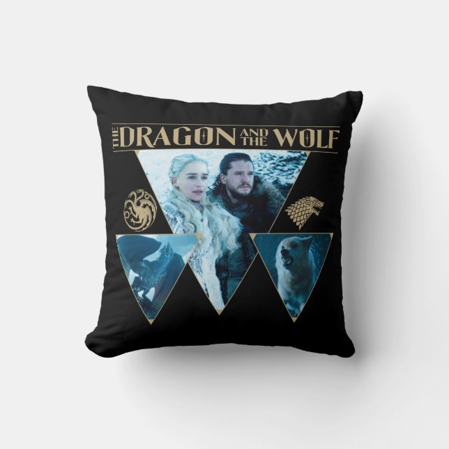 The Dragon and The Wolf Daenerys & Jon Graphic Throw Pillow (Front)