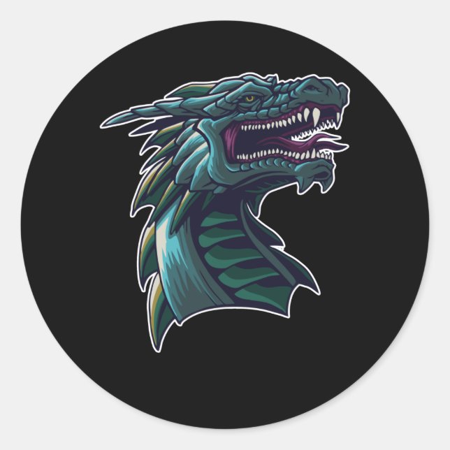 The Dragon Head Classic Round Sticker (Front)