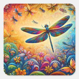 The Dragonfly's Journey  Square Sticker