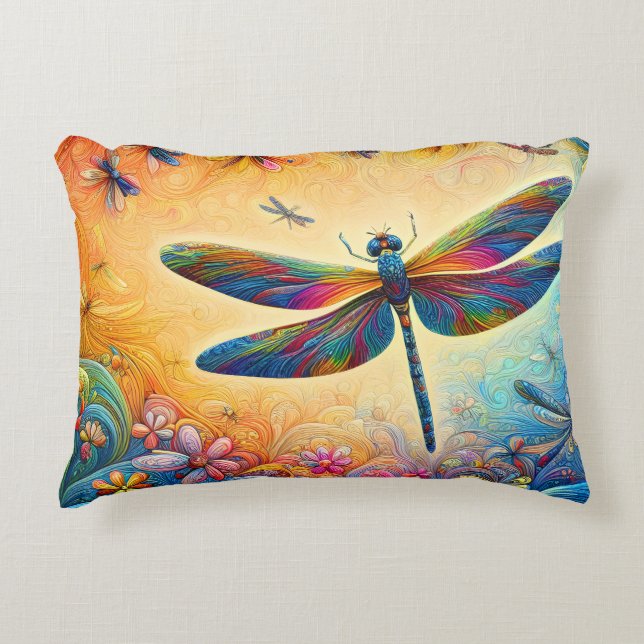 The Dragonfly's Journey Throw Pillow (Front)