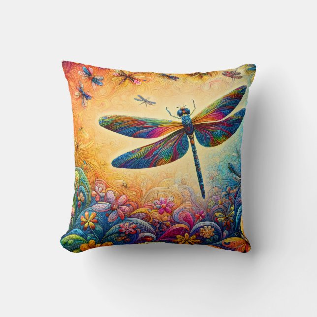 The Dragonfly's Journey Throw Pillow (Front)