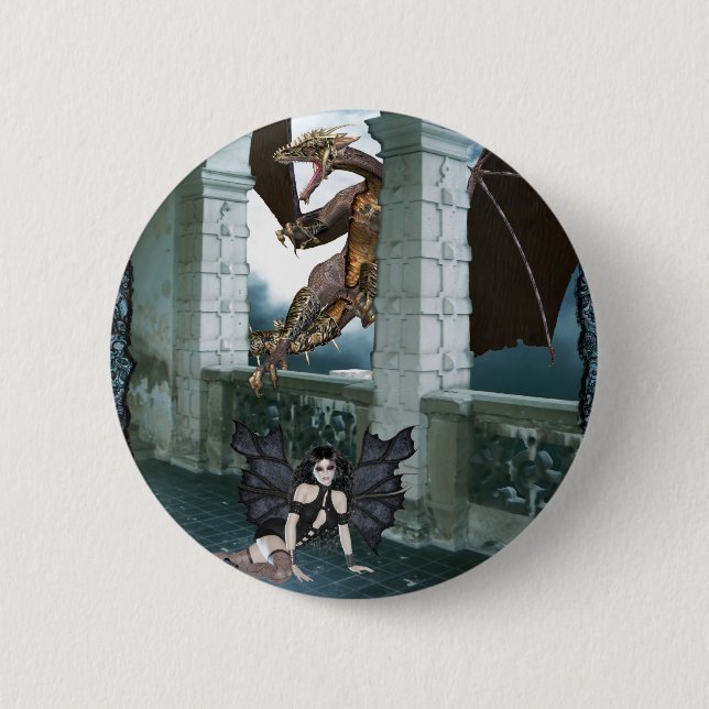 The Dragon's Lair 2 Inch Round Button (Front)