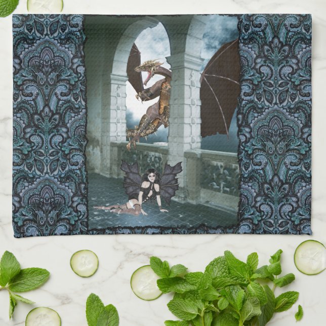 The Dragon's Lair Kitchen Towel (Folded)