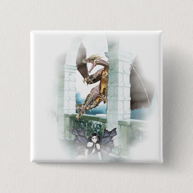 The Dragon's Lair Vignette 2 Inch Square Button (Front)