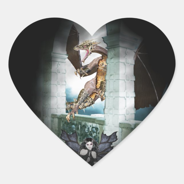 The Dragon's Lair Vignette Heart Sticker (Front)
