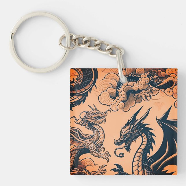 The Dragons War Orange Skies Keychain (Front)