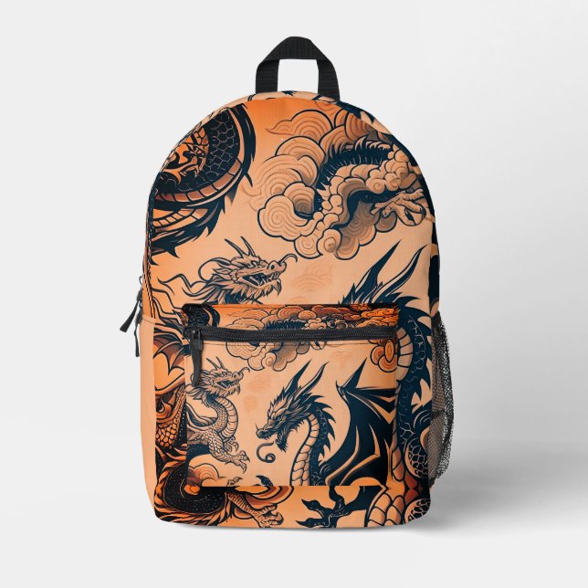 The Dragons War Orange Skies Printed Backpack (Front)