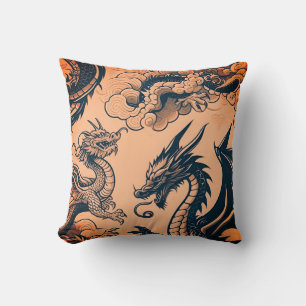 The Dragons War Orange Skies Throw Pillow