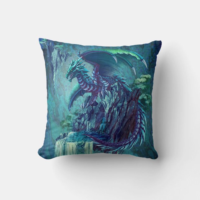 The Dragon's Waterfall Throw Pillow (Front)