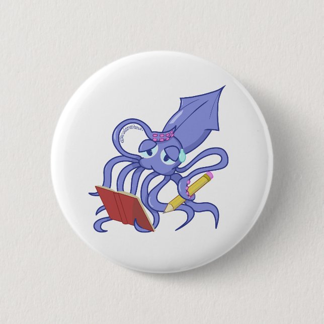 The Drawing Calamari 2 Inch Round Button (Front)