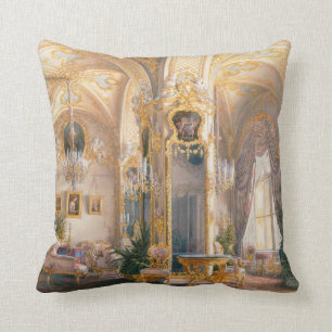 The Drawing Room in Rococo II Style, with Cupids Throw Pillow