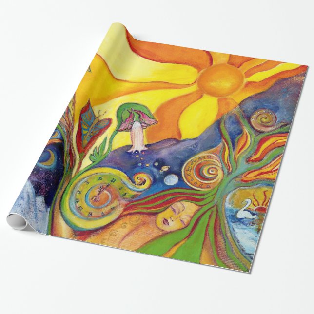The Dream Fantasy Psychedelic Art Alice Wonderland Wrapping Paper (Unrolled)