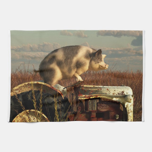 The Dream of a Pig Kitchen Towel (Horizontal)