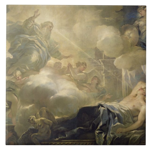 The Dream of Solomon, c.1693 (oil on canvas) Tile (Front)