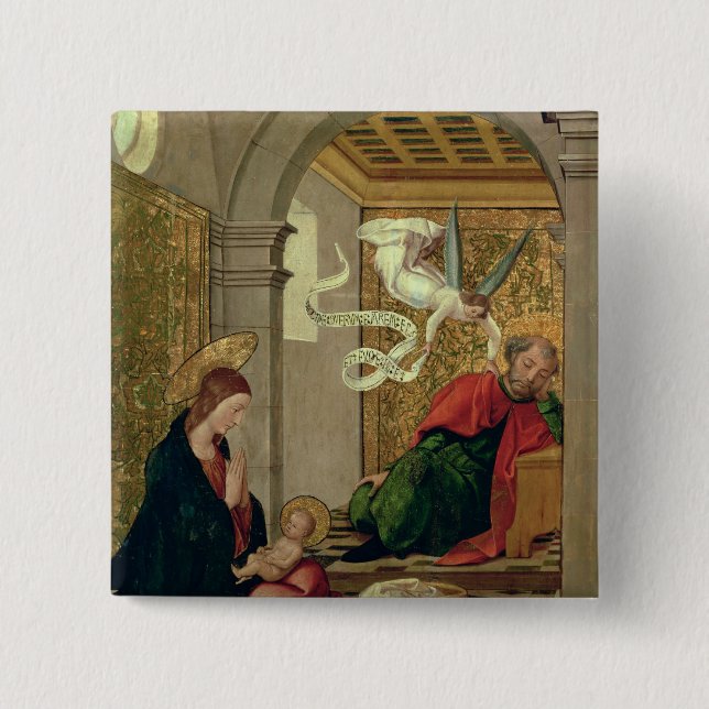 The Dream of St. Joseph, c.1535 2 Inch Square Button (Front)