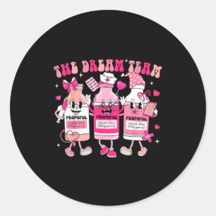 The Dream Team Retro Groovy Nurse Medical Nursing  Classic Round Sticker