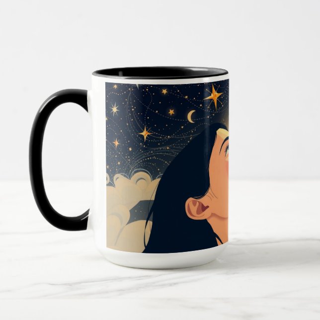 The Dreamer Neo-Deco Starry Night Personalized Mug (Left)