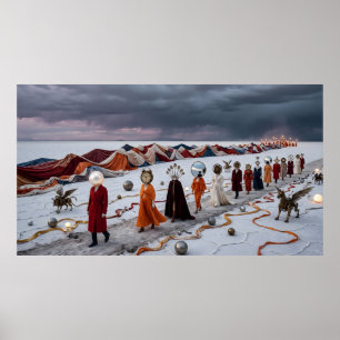 • The Dreamer's Parade: A Surrealist Procession Poster