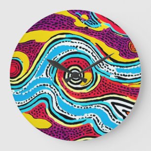The Dreaming Australian Aboriginal Design #4 Large Clock