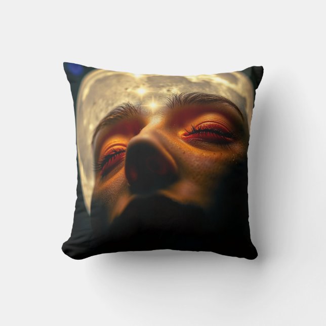 The Dreaming Moon — Celestial Throw Pillow (Front)