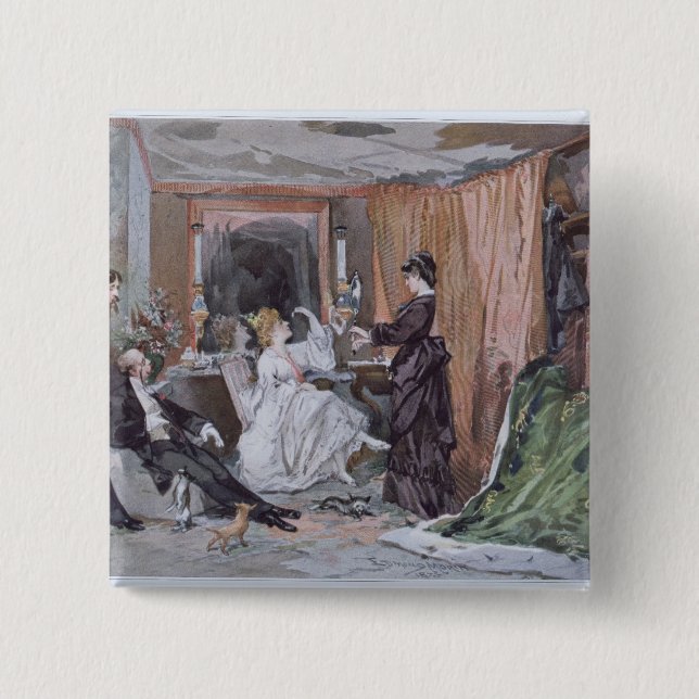 The Dressing Room of Hortense Schneider 2 Inch Square Button (Front)