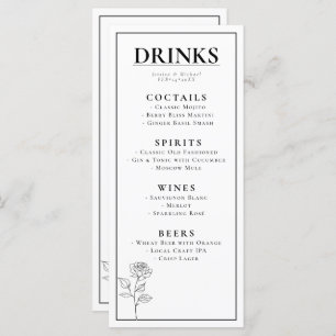 The DRINKS + lovely text Timeless Bloom Menu