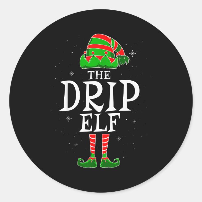 The Drip Elf Group Matching Family Christmas Swag  Classic Round Sticker (Front)