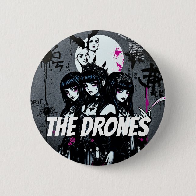 THE DRONES Dark 2 Inch Round Button (Front)