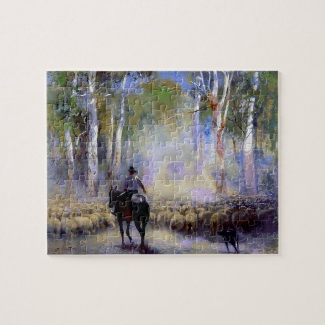 The Drover 1912 Walter Withers Australian Cowboy Jigsaw Puzzle (Horizontal)