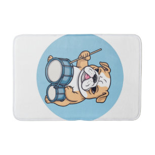 The Drumming Bulldog Beats and Bulldog Grooves Bath Mat