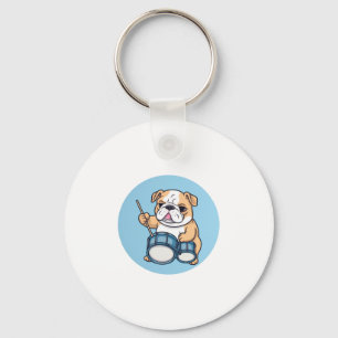 The Drumming Bulldog Beats and Bulldog Grooves Keychain