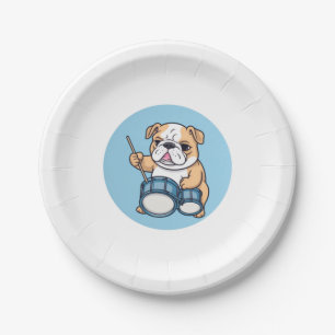 The Drumming Bulldog Beats and Bulldog Grooves Paper Plate