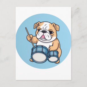 The Drumming Bulldog Beats and Bulldog Grooves  Postcard
