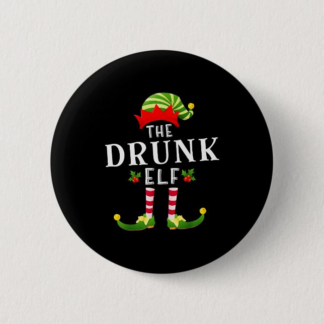 The Drunk Elf Christmas Matching Pajama  2 Inch Round Button (Front)