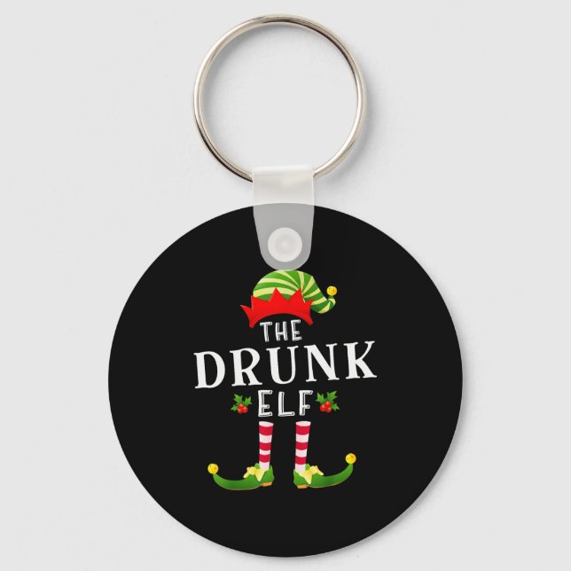 The Drunk Elf Christmas Matching Pajama  Keychain (Front)