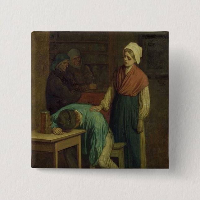 The Drunkard 2 Inch Square Button (Front)